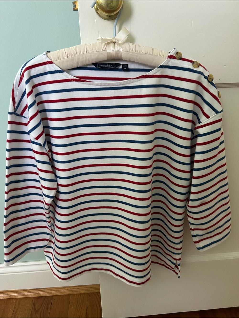 Vineyard Vines White Top with Blue and Red Stripes